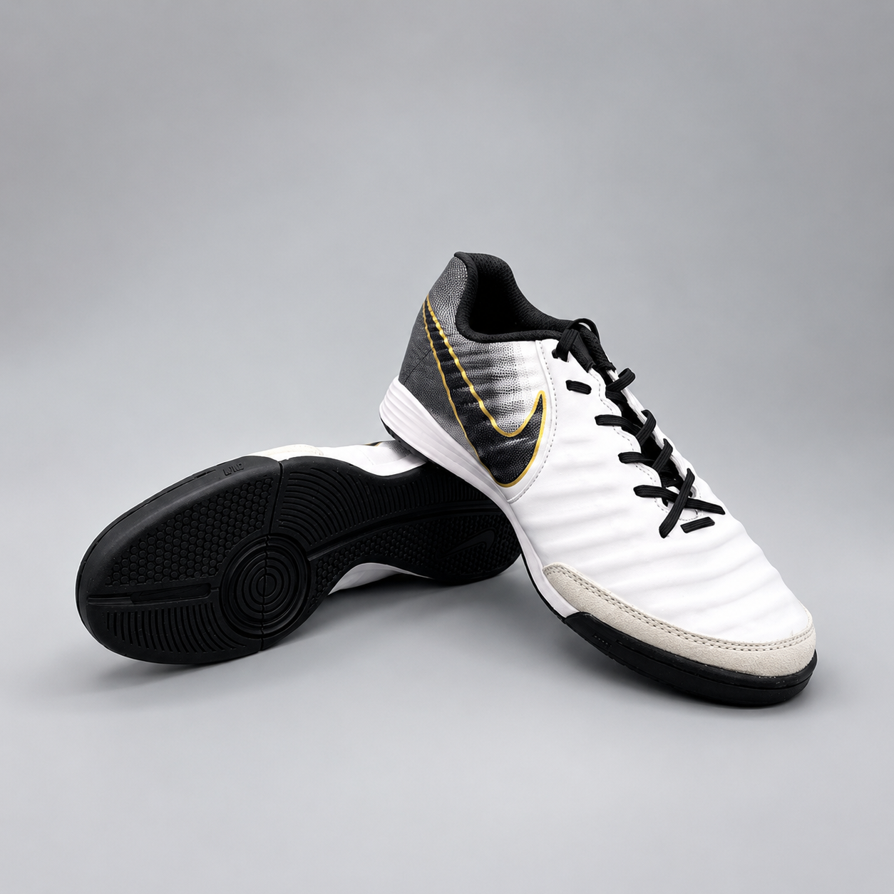 NIKE TIEMPOX LIGERA IV TF BLANCO NEGRO DORADO FUTSAL
