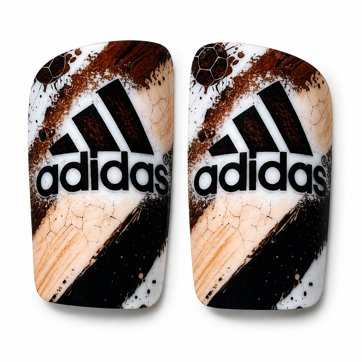 CANILLERAS ADIDAS DISEÑO CAFÉ Y NEGRO