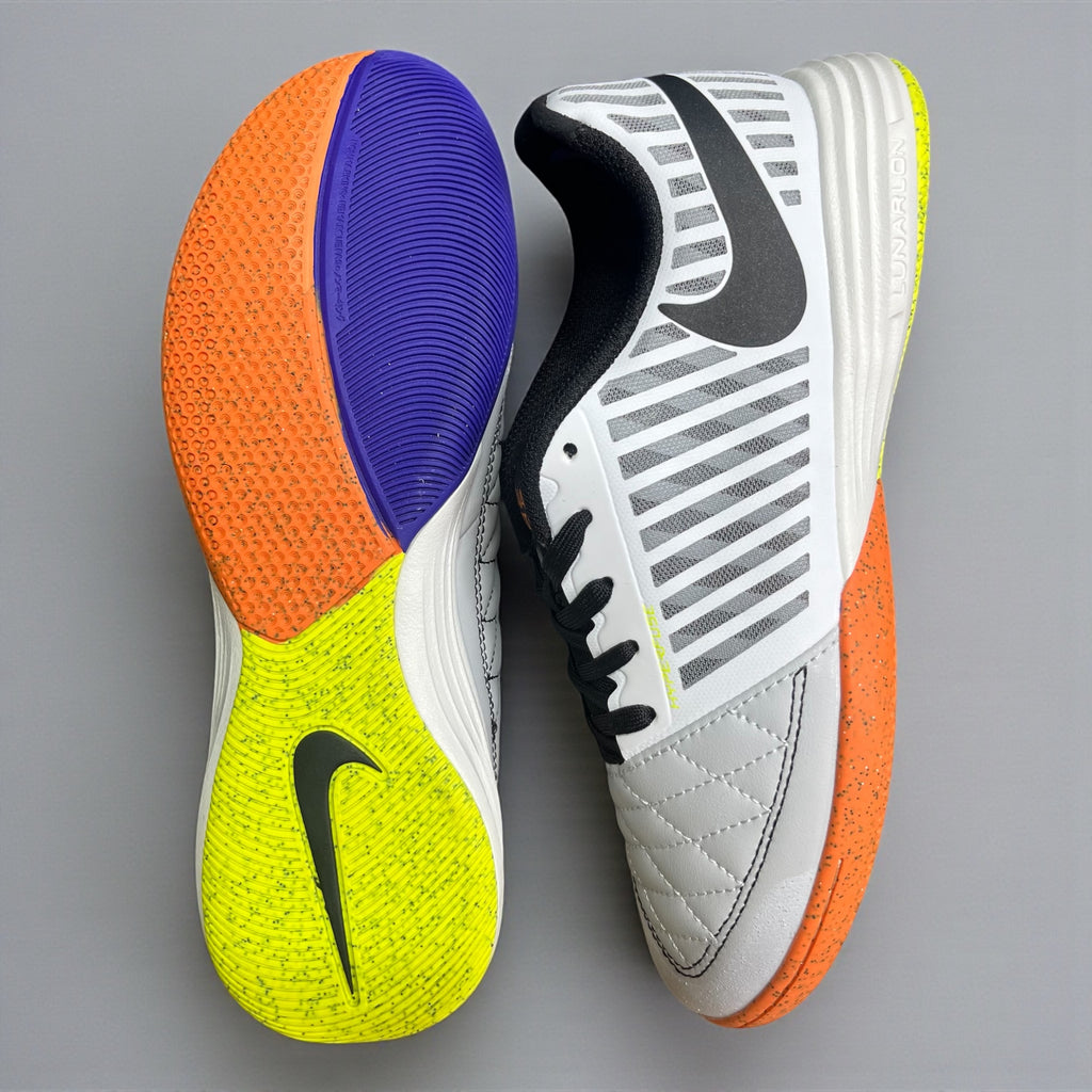 FUTSAL NIKE LUNARGATO BLANCO NEGRO NARANJA