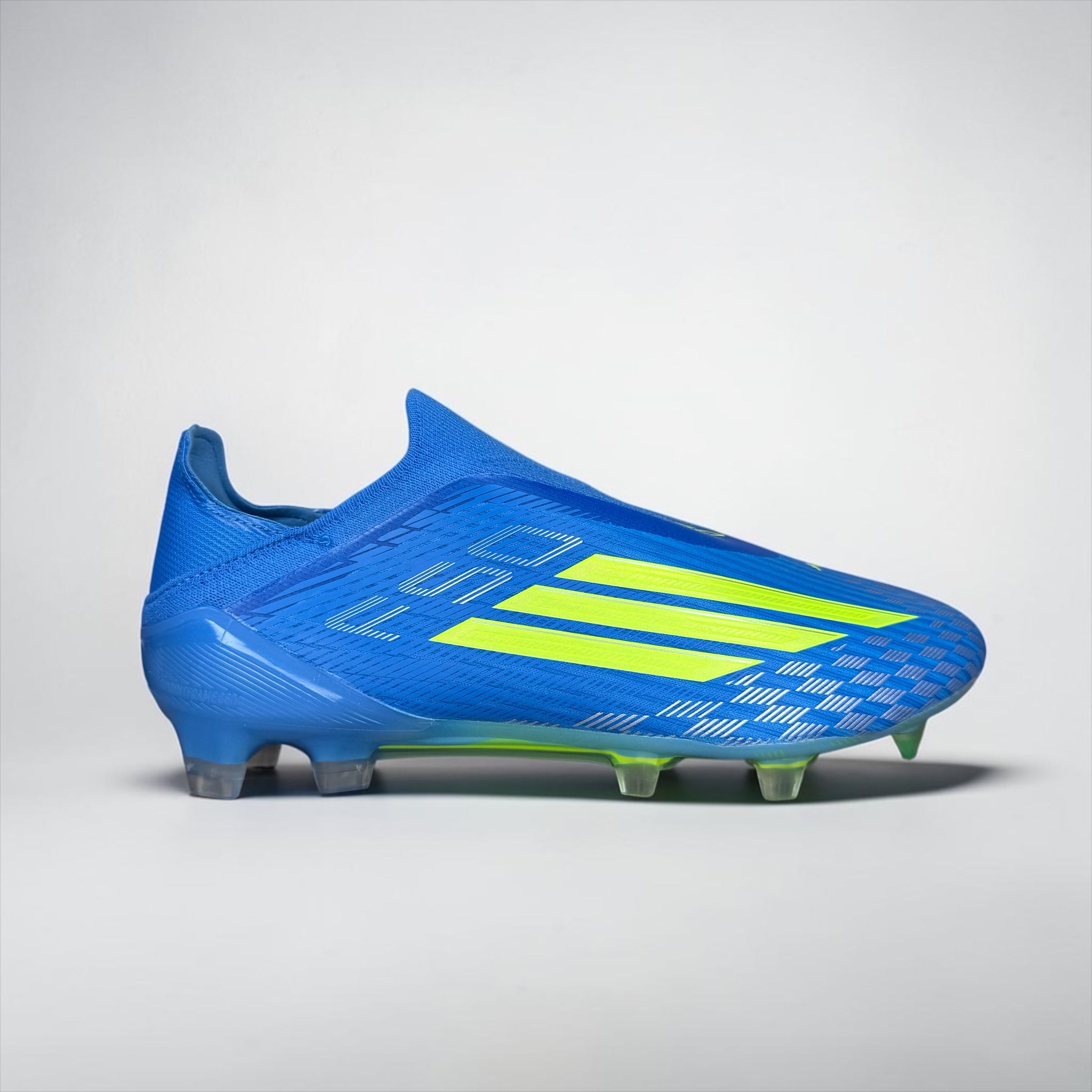 GUAYOS DE FÚTBOL ADIDAS F50 AZUL Y AMARILLO SIN CORDONES
